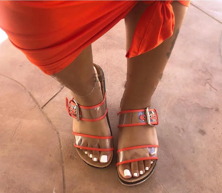 2019 Fashion Women's Slippers Summer Outside Slippers Ladies Cute Flat Buckle Slippers Women's Hot For Dropshipping