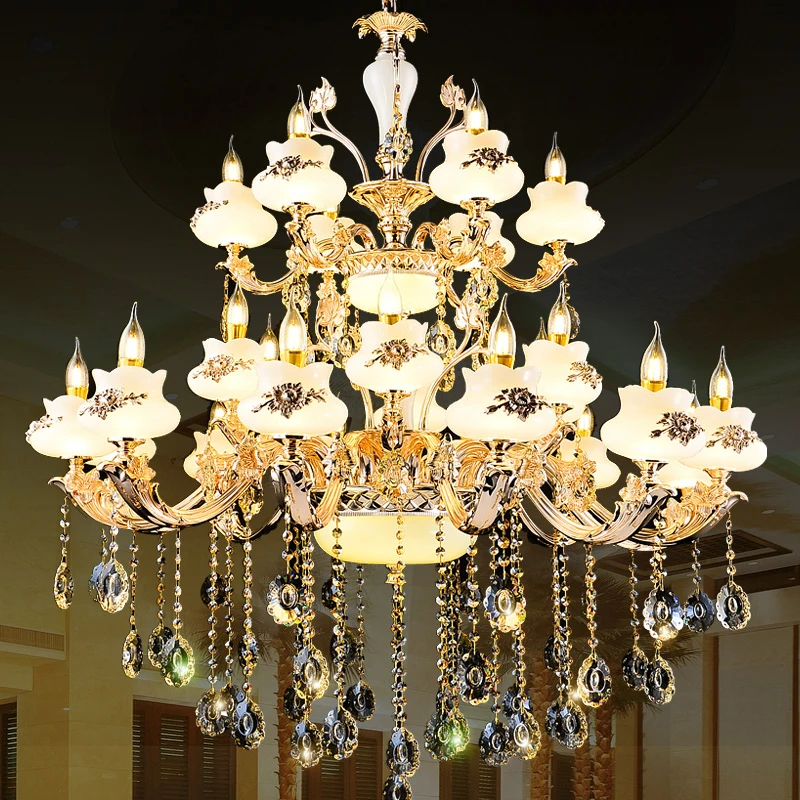 Gold Crystal Chandelier Light For Stair Big Candle Holder Chandelier
