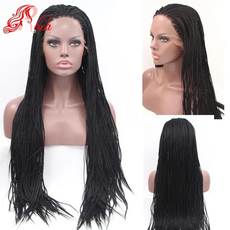 Black Braided Lace Front Wigs For Black Women Long African American