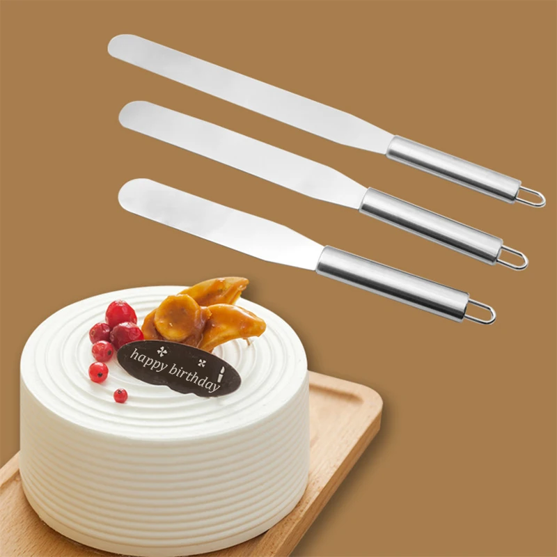 

3Pcs Stainless Steel Spatula Cake Decorating Tool 6 8 10 Inch Cream Butter Spatula for Cake Smoother Tools Espatula GZTZMY SP-02