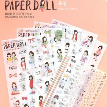 

10packs/lot Korea Drawing Girl DIY PVC sticker set decoration packing sticker label office school stationery supplies