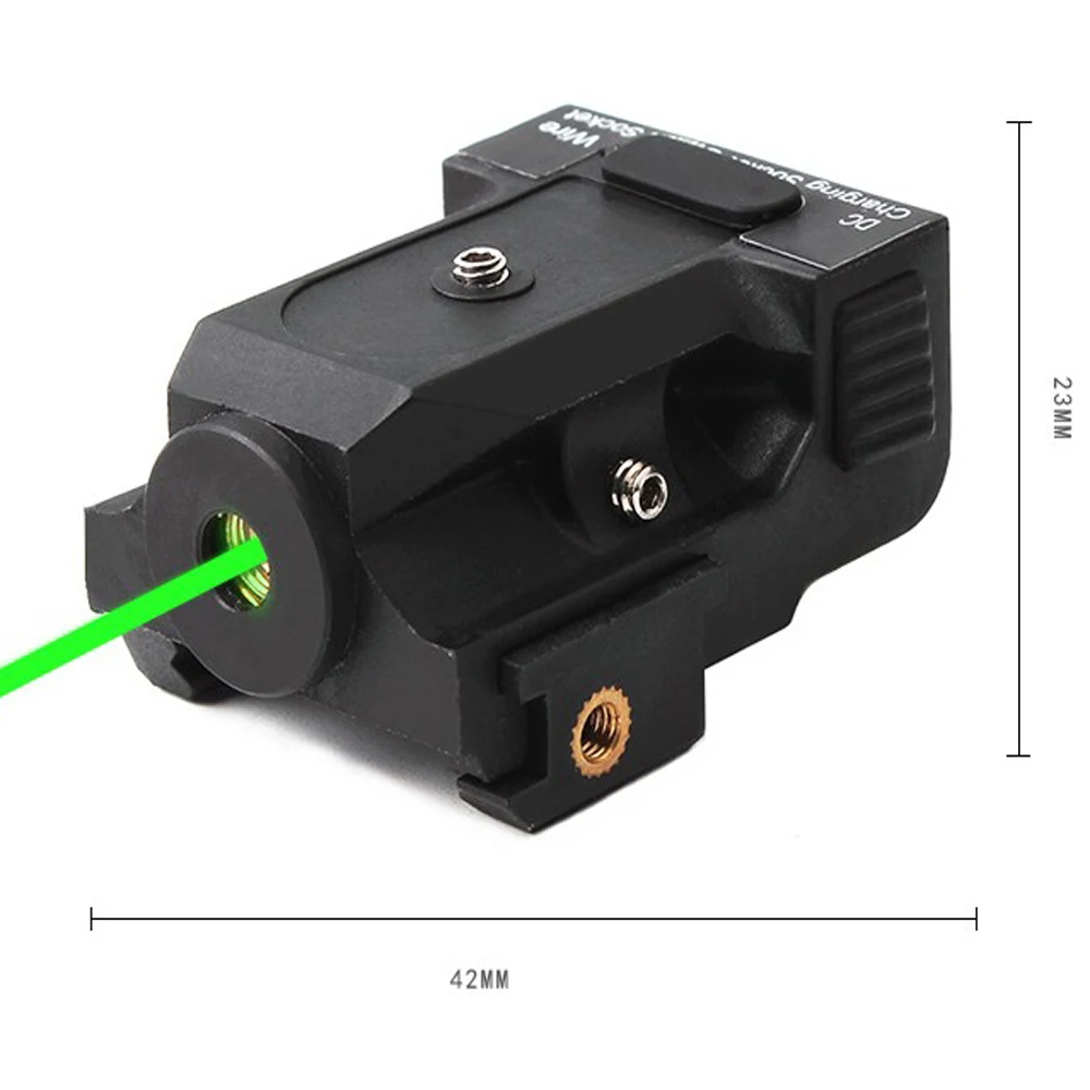 Mini Green Laser Sight Scope Tactical Sight Subcompact Rechargeable for Glock 20mm Rail Mounts