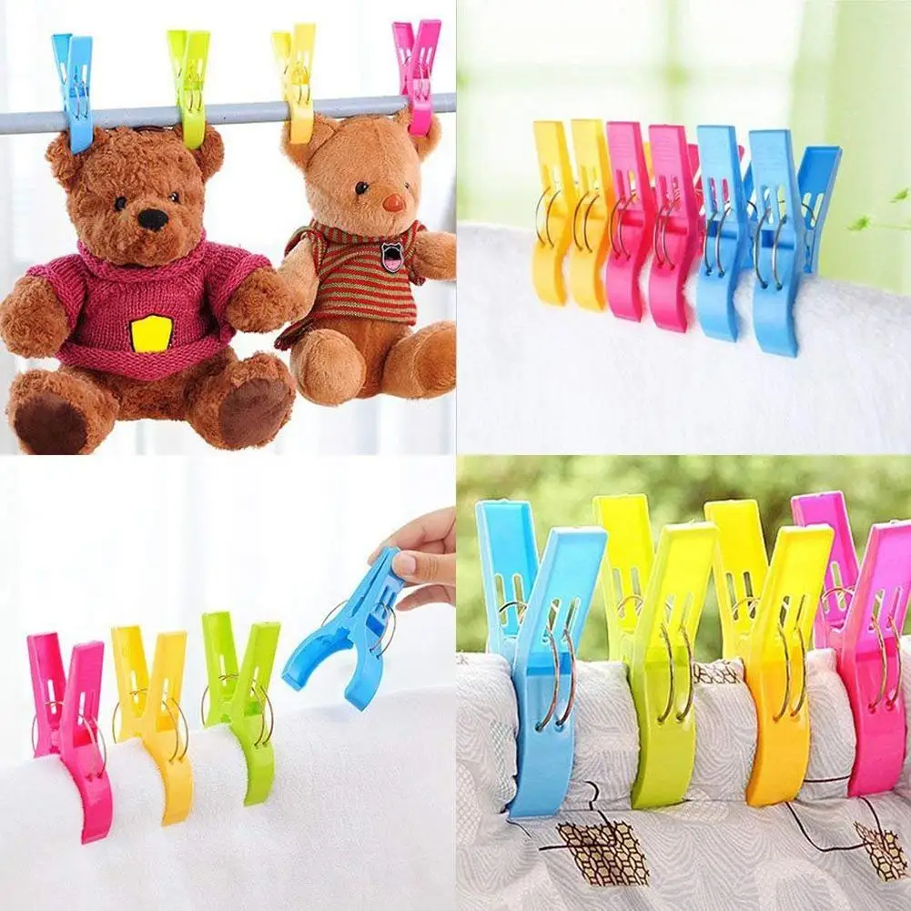 

4Pcs Large Plastic Clothes Clips Laundry Clothes Drying Beach Towel Quilt Hangers Pegs Clips Windproof Clothes Hanging Clips