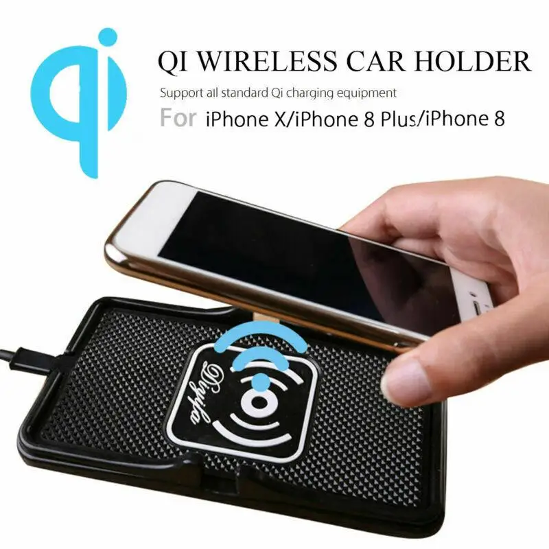 2 в 1 Qi Беспроводное зарядное устройство для samsung Galaxy Series HUD Автомобильный держатель для телефона нескользящий коврик для iPhone 6s/6s Plus X 8