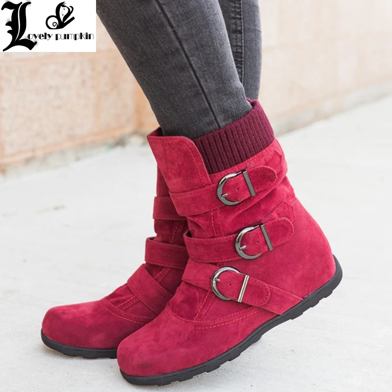 

Women Warm Snow Ankle Boots Buckle Match Solid Martin Boots Shoes High Quality Girls Hot Sale Winter Boots LP182