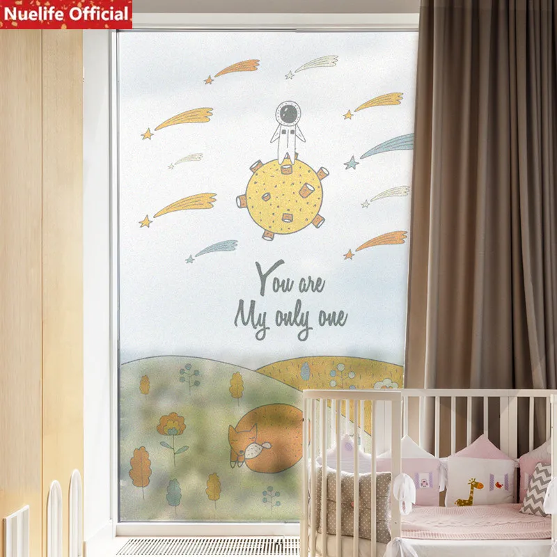 Астронавт узор Электростатическая пленка «замороженное стекло» гостиная спальня ванная комната для детей детский сад раздвижные двери непрозрачная пленка