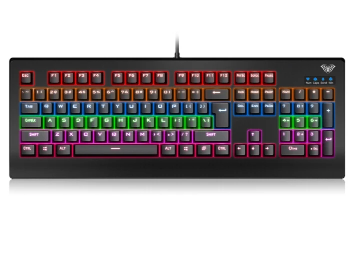 

Aula 104 Mechanical Gaming Keyboard Aula MX Blue Switches Rainbow Illuminated Wired Computer Keyboard