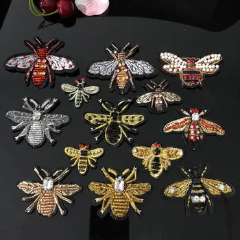 

Manual nail bead sequins patch stick insect applique patch embroidery clothing decoration bee patches Nail beads hand-stitched