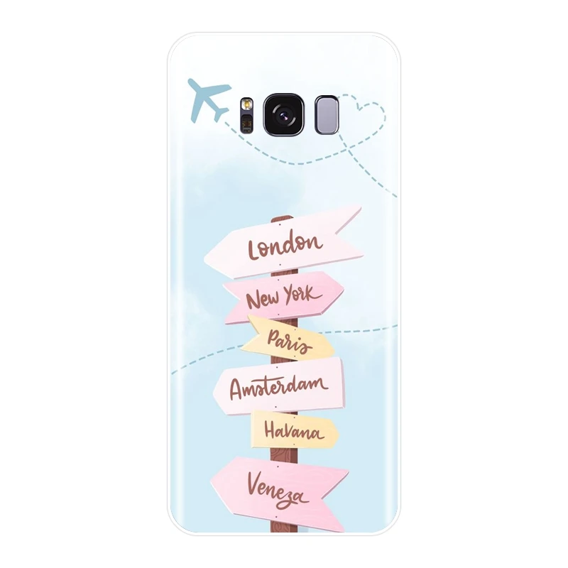 Дорожная мягкая задняя крышка с картой мира для Samsung Galaxy S5 S6 S7 Edge S8 S9 Plus