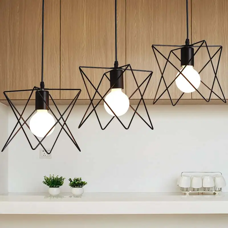 

Vintage Pendant Light Industrial E27 Lamp Dining Room Kitchen Restaurant Decor Black Iron Home Lighting Fixtures 110-220V