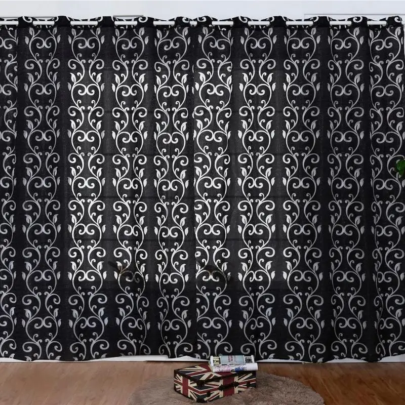 Оконные Занавески s для гостиной жаккардовые ткани роскошные полузатемненные панельные занавески s короткие черно-белые занавески