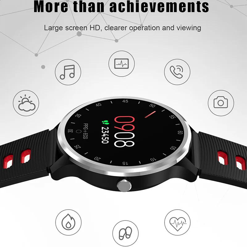 

Smartband ECG Watch IP67 Waterproof PPG Blood Oxygen Pressure Smart Bracelet Clock SMS Reminder Sport Smartband pk H9 W8 E18 n58