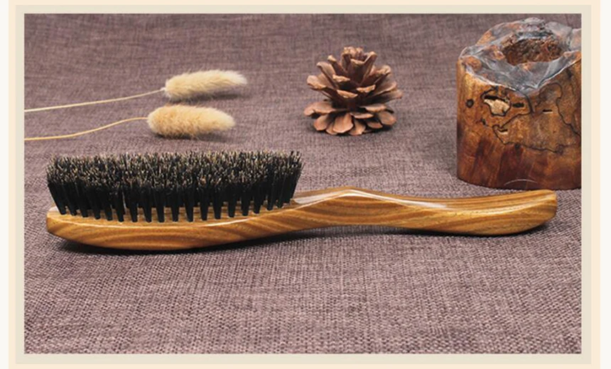 Натуральный сандаловое дерево тонкая расческа Антистатическая щетка для ухода за волосами натуральный кабан волосы щетины зеленый сандаловое дерево волосы G0312
