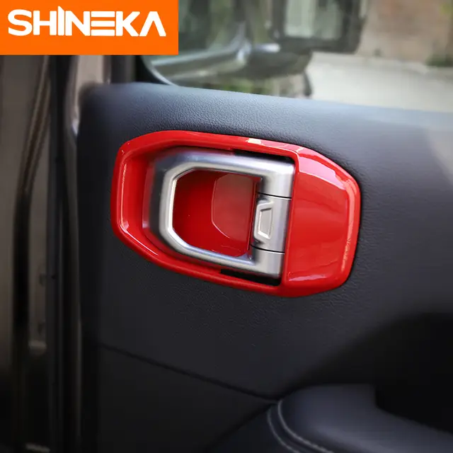 Us 17 54 48 Off Shineka Interior Mouldings For Jeep Wrangler Jl 2018 Car Interior Door Handle Bowl Decoration Cover Trim Stickers For Jeep Jl In