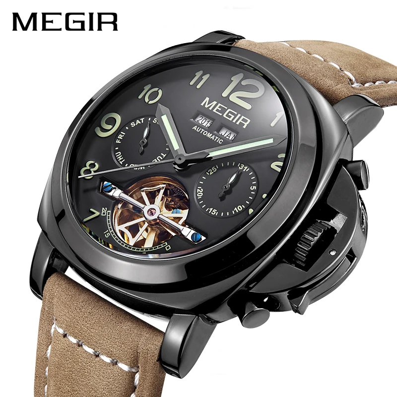 Watch Men MEGIR Skeleton Automatic Watch Top Brand Luxury Men Mechanical Watches Clock Leather Montre Homme Men Watches Watch Men MEGIR Skeleton Automatic Watch Top Brand Luxury Men Mechanical Watches Clock Leather Montre Homme Men Watches