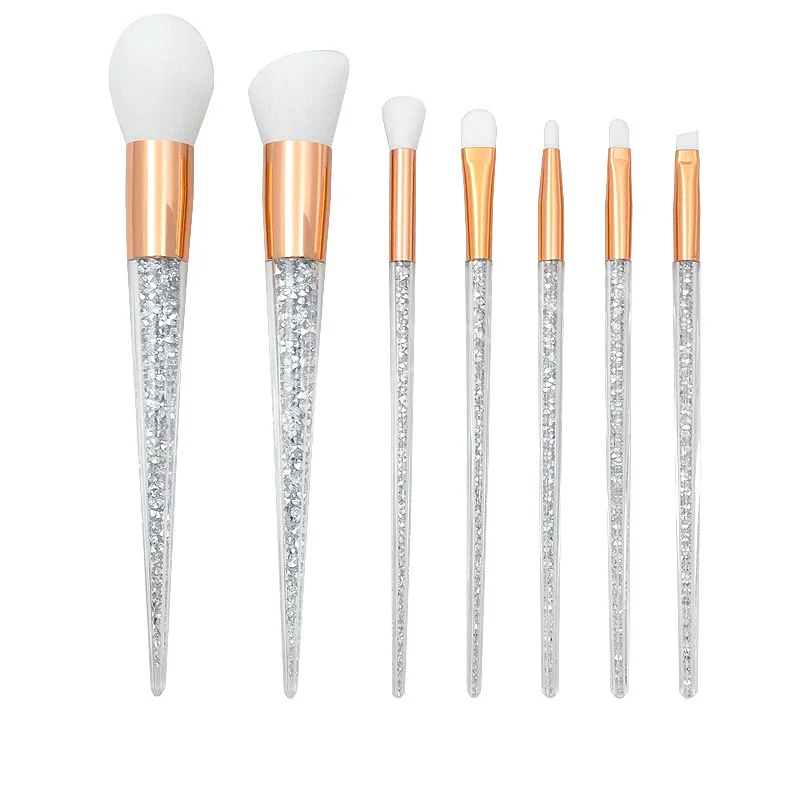 

NEW-New 7Pcs Sliver Diamond Crystal Makeup Brushes Professional Set Foundation Blending Powder Eye Face Brush Makeup Tool Kit