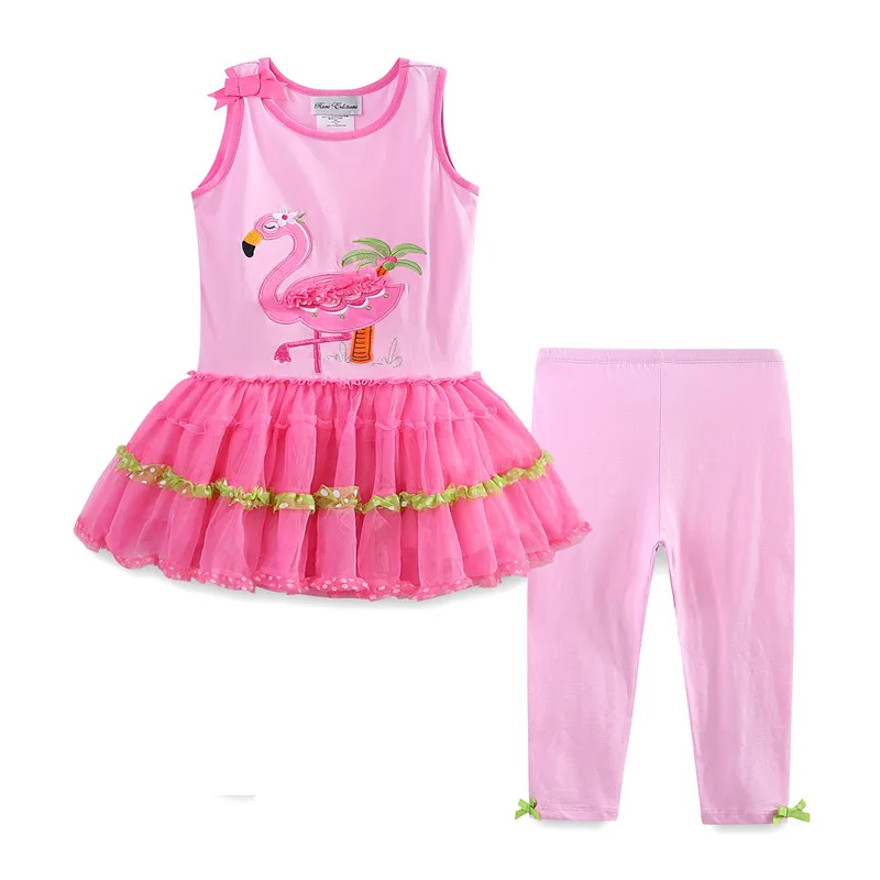Mudkingdom Clothes For Little Girls Flamingos Summer Set Vest and Pants
