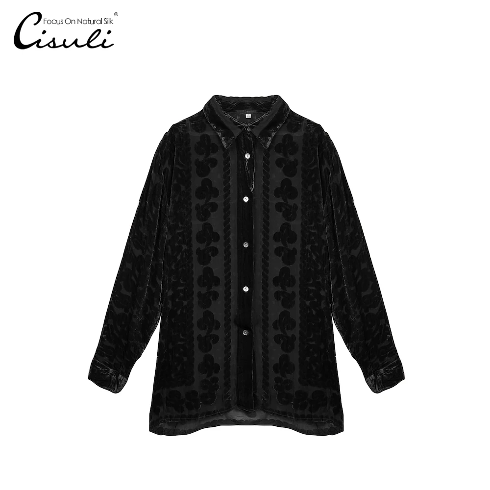 

Silk Velvet Shirt Silk Woman Shirt Coat Woman Tops and Blouses Velvet Shirt New For Ladies Elegant Lace Blouses Free Shipping