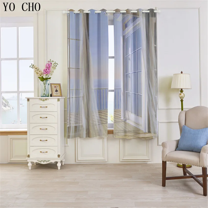 Yo Cho 2 unids palomas blancas patrón ventana cortinas para niños dormitorio Decoración para el hogar cocina cortinas ojal Top proceso