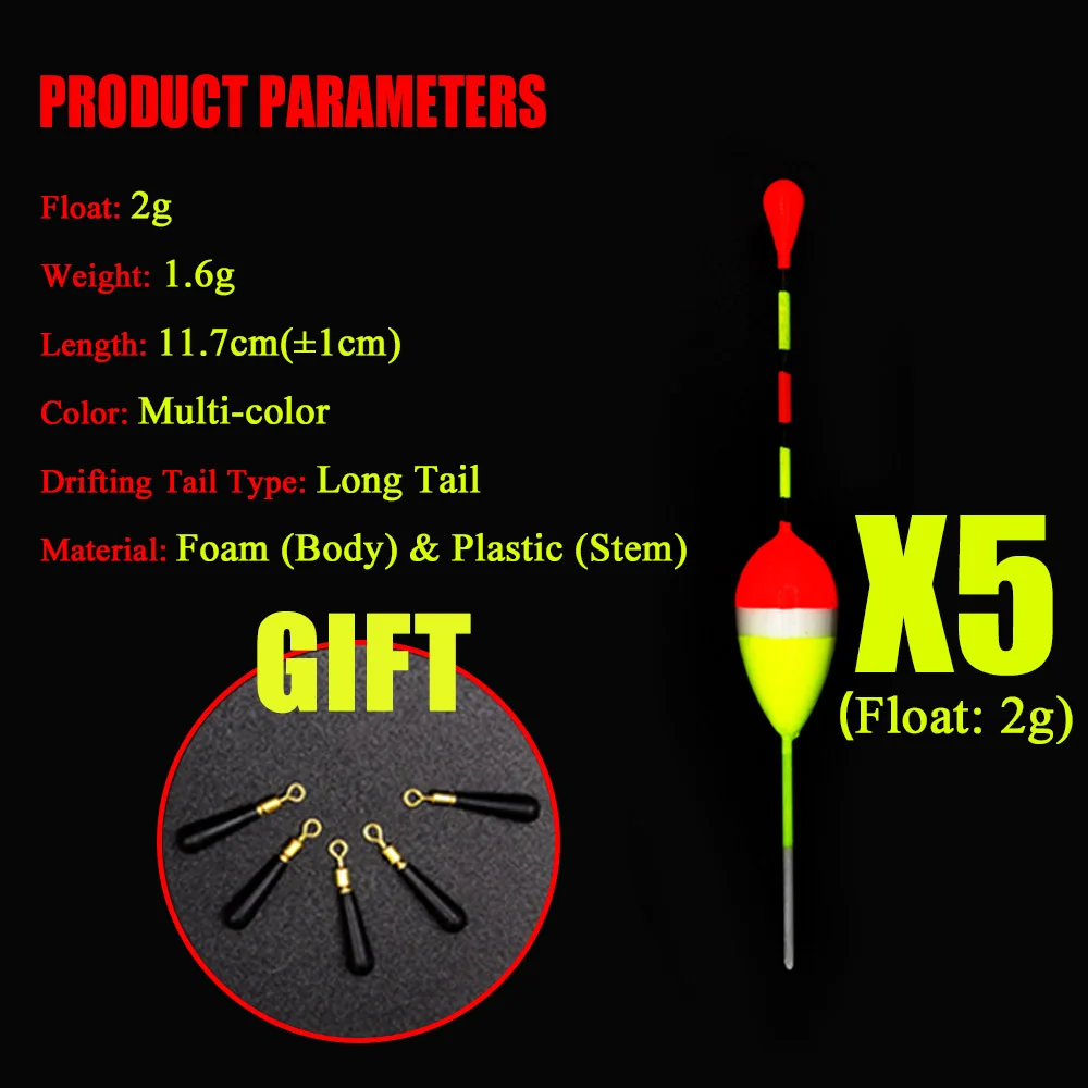 5 шт./лот поплавок для подледной рыбалки Размер 1 г 2 г 3 г поплавок набор буй Boia поплавки для ловли карпа рыболовные снасти аксессуары - Цвет: 2Gfat