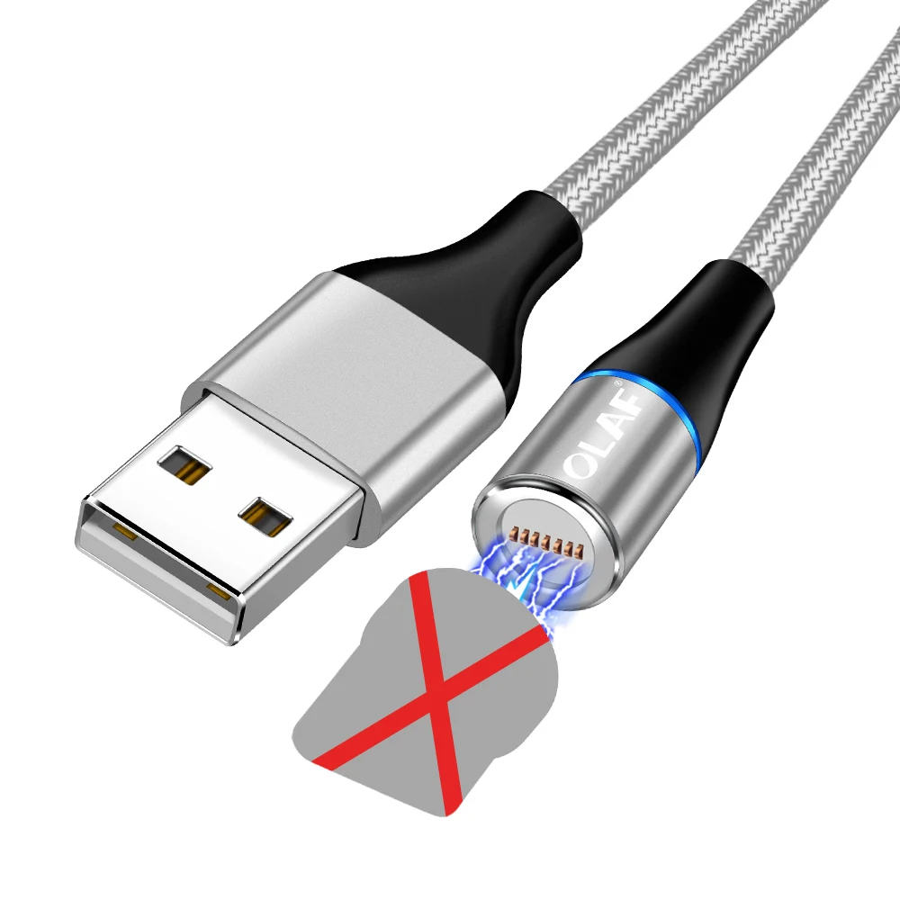 Магнитный usb-кабель Олаф 1 м/2 м, кабели для мобильных телефонов, круглые кабели для быстрой зарядки для iPhone, usb type-C, Micro, Android, usb, магнитные Кабельные шнуры - Цвет: No Magnetic adapter