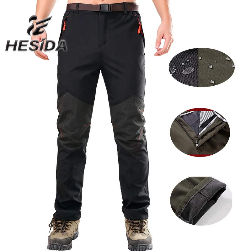 

Mens Waterproof Outdoor Trousers Men's Warm Fleece Pants for Winter Camping Hiking Ski Softshell Womens Skiing Trekking Climbing