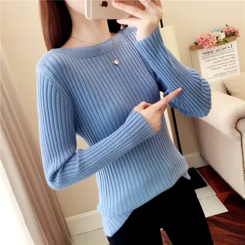 

is han edition cultivate morality show thin neck female joker hedge pure color knit render unlined upper garment