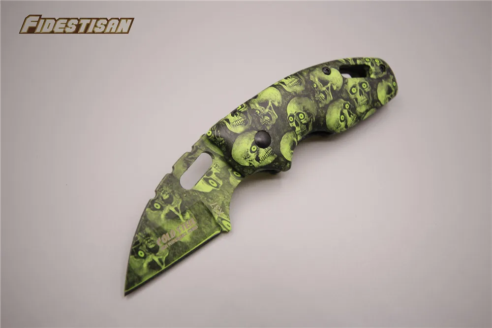 green skull outdoor camouflage survival hunting pocket knive tactical karambit knives folding