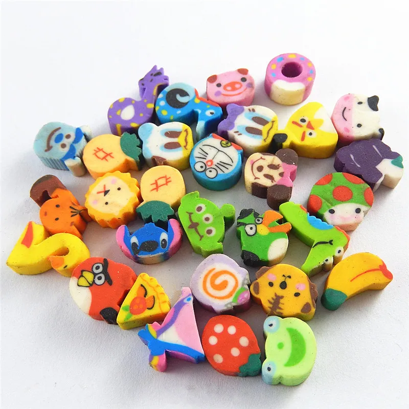

New Arrival 50PCS Mix Style Colorful Cartoon Eraser Kid Study Accessory Christmas Gift Strawberry Cartoon Character Image 51863
