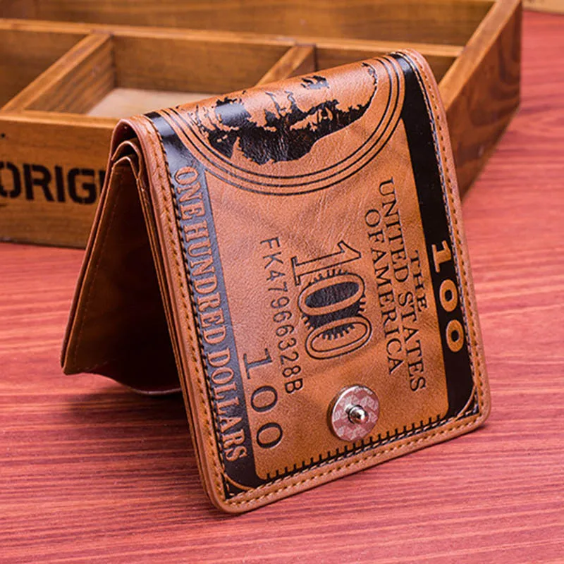 Men Vintage Wallet PU Leather Dollar Pattern Designer Men's Wallets Casual Credit Card Holder Purse Wallet For Male Money Bag (6)