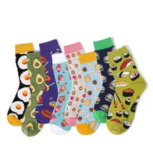 PEONFLY сладкий еда Авокадо Фрукты/яйцо/мороженое носки Harajuku искусство абстрактная живопись маслом носки женские креативные милые Calcetines