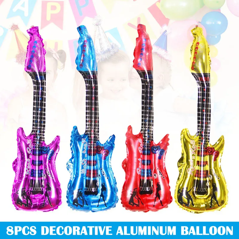 Juego de globos de aluminio de 8 Uds. Con forma de guitarra, globos reutilizables para fiestas, decoraciones de cumpleaños DC156|Globos y accesorios| - AliExpress