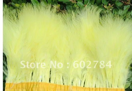 

2 meter/pc feather length 12-15cm yellow Turkey feather selvage clothing accessories feather selvedge skirt edge Free Shipping