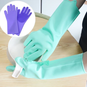 

Kitchen Silicone Cleaning Gloves Magic Silicone Dish Washing Gloves For Household Silicone Scrubber Rubber Dishwashing Gloves