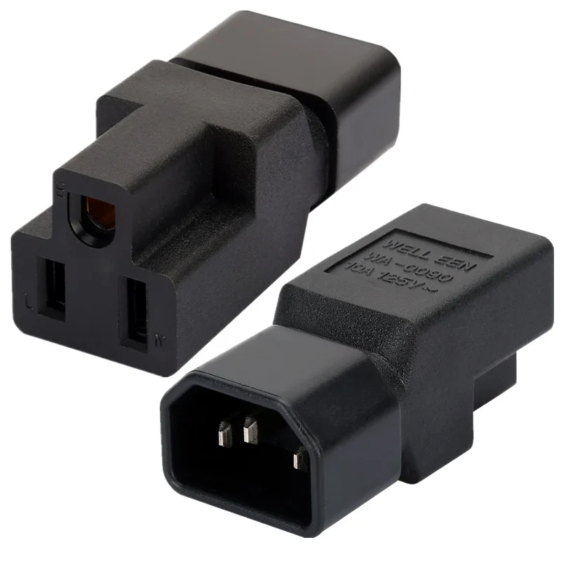 

10PACK C14-Nema 5-15R AC Power Adapter IEC320 C14 To US 5-15R Connector Converter Male To Female Socket ChassisConversion Plug