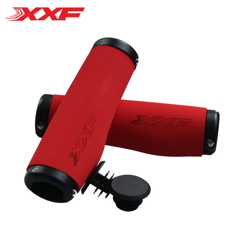 XXF велосипедный руль из сплава с замочком для MTB шоссейного велосипеда скутер мягкие губчатые ручки для велосипеда - Цвет: Red black ring