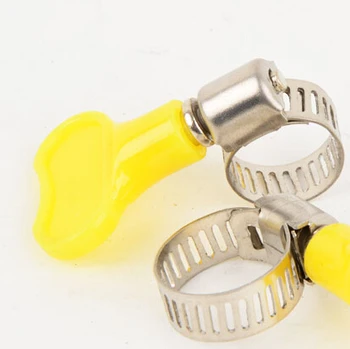 

6 pieces/lot Stainless Steel butterfly Hose Clamp Homebrew Pipe Clamp Fit 16mm O.D ~ 25mm O.D Tube Plastic Handle