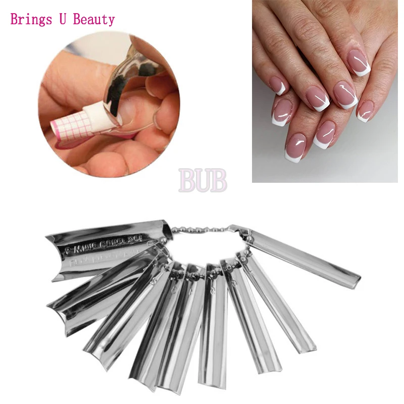 

Easy French Tips Smile Line Pink & White Cut Nail Art UV Gel Acrylic Essenial Tools 9 Sizes Cutter Edge Trimmer Template