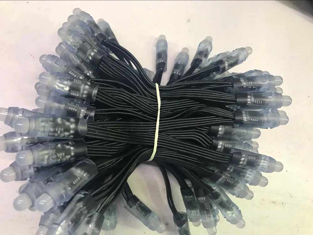 

12mm bullet type DC12V WS2818 RGB full color addressable LED pixel light;IP68;with BLACK wire;100pcs/string