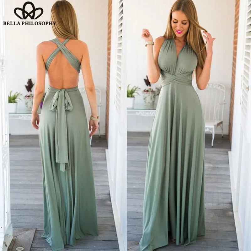 Wonder Sexy Bohemia Long Dress Bridesmaid Formal Multi Wrap Convertible Maxi Dresses Backless Hollow Out Party Bandage dress XL
