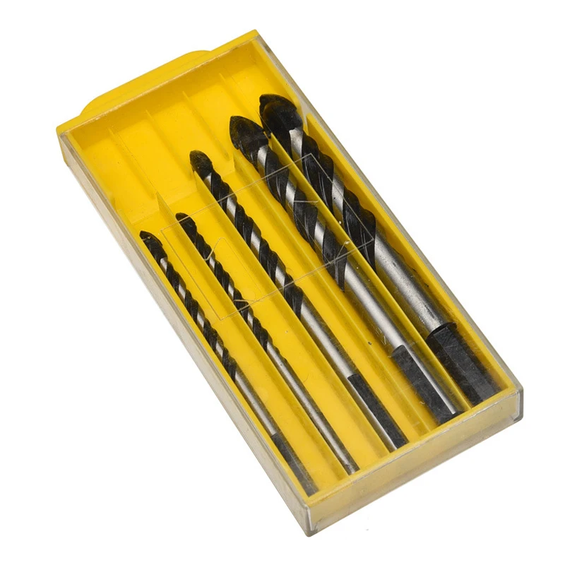 004 MPT 5Pcs Tungsten Carbide Glass Drill Bit Carbide Edges Tile Drill Set Titanium Coated ith Hex Shank Power Tools Accessories