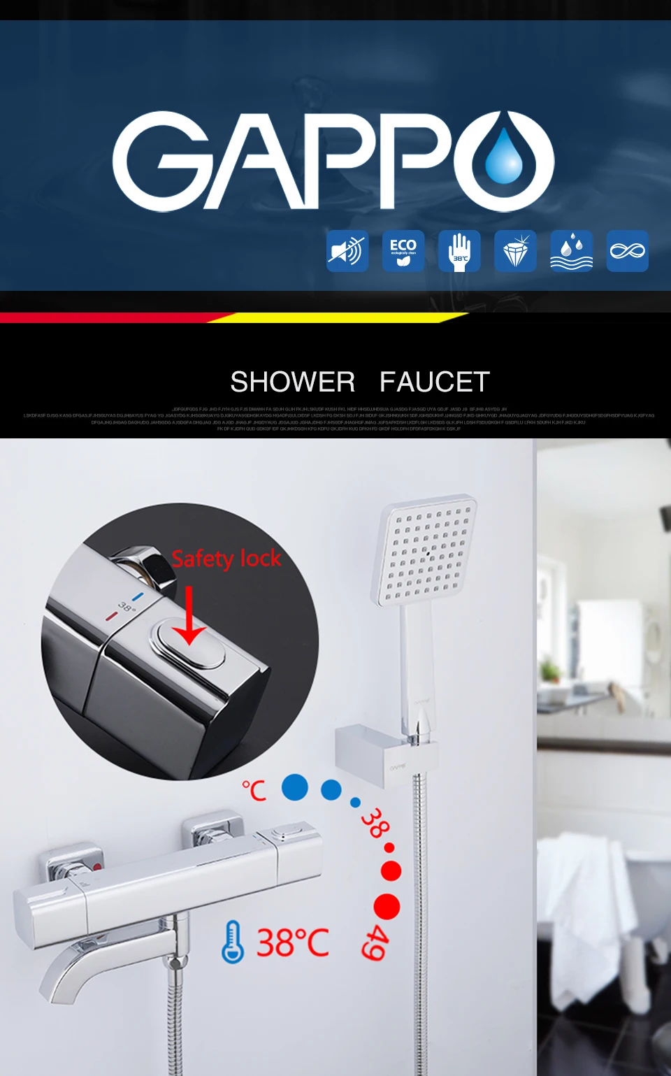 GAPPO Bathtub Faucet thermostatic shower faucet mixer bathtub faucet waterfall thermostat tap mitigeur thermostatique baignoire