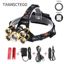 15000 люменов светодиодный налобный фонарь с зумом, налобный фонарь XM-L2 T6, перезаряжаемый фонарь, водонепроницаемый, для рыбалки, охоты, 18650, налобный фонарь