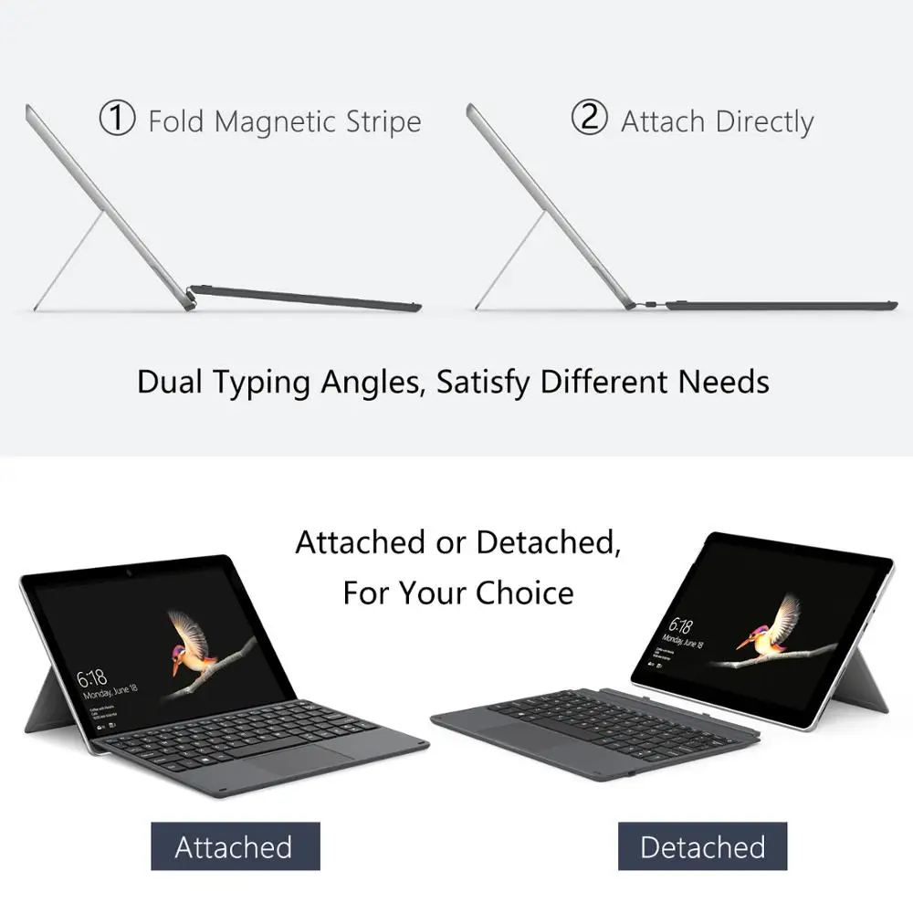 Чехол MoKo для Microsoft Surface Go легкая ультратонкая Беспроводная Bluetooth клавиатура с