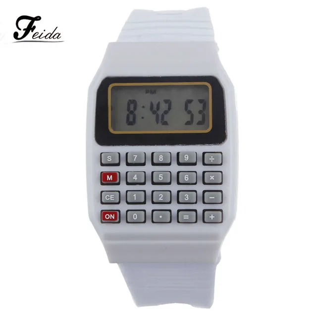 Feida Unsex Boy Silicone Multi-Purpose Date Time Electronic Wrist Calculator Wat Feida Unsex Boy Silicone Multi-Purpose Date Time Electronic Wrist Calculator Wat