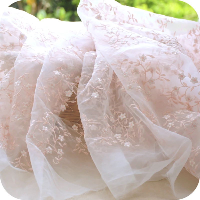 Wholesale 130 150cm White Organza Fabric With Bare Pink Embroidery Fashion Wedding Dress Tulle Skirt Material Organza Fabric Fabric Fashionfabric Wholesale Aliexpress