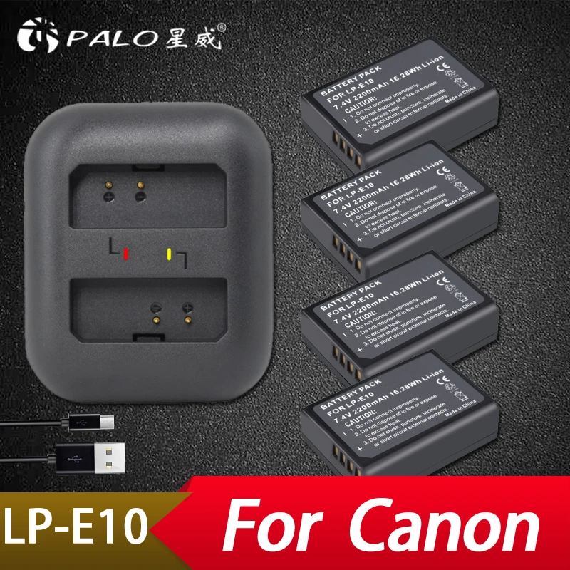 

Palo 4x LP-E10 LP E10 LPE10 Camera Batteries+LED USB Dual Charger for Canon 1100D 1200D 1300D Kiss X50 X70 X80 Rebel T3 T5 T6