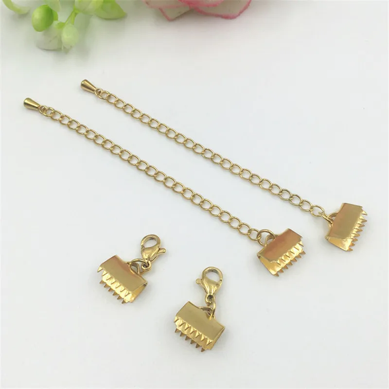 

50Pcs/lot Ribbon Leather Cord End Fastener Clasps Extender Chain Lobster Clasps Connectors Clip Crimp For Diy Jewelry Making