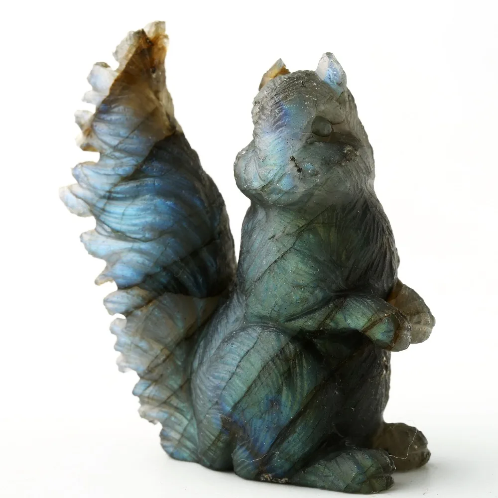 Semiprecious Stones Carved squirrel Labradorite Cabochon Natural Stone