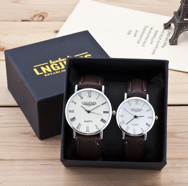 Hot Sale Saat Clock 2pcs Fashion Couple High Gloss Glass Leather Belt Watch Set Hot Sale Saat Clock 2pcs Fashion Couple High Gloss Glass Leather Belt Watch Set